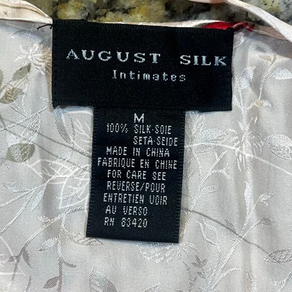 Vintage August Silk Women Medium Valentines Silk Slip Dress Ivory Rose Coquette - Picture 2 of 5